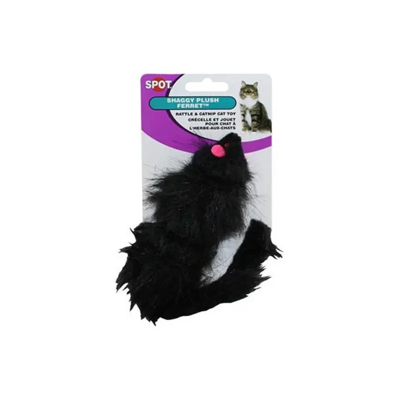 Catlady 2906 Shaggy Plush Ferret With Rattle & Catnip Cat Toy Size 1.5