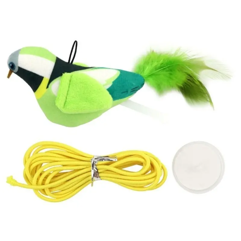 (B) Usb Flapping Bird Sparrow Cat Toy Hangable Pet Simulation Sparrow Toy Size 3