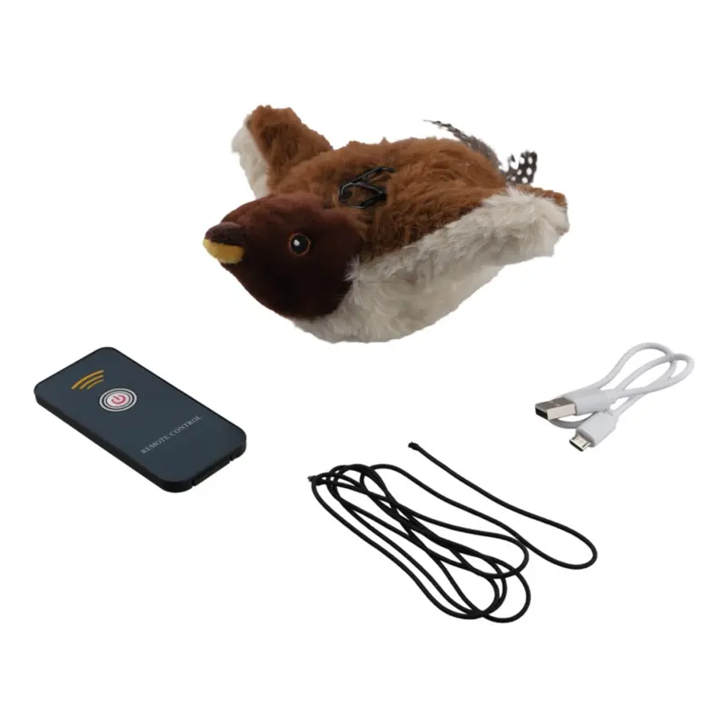 Markenlos Rechargeable Chirping Flapping Birdplush Kitten Exercise Toys