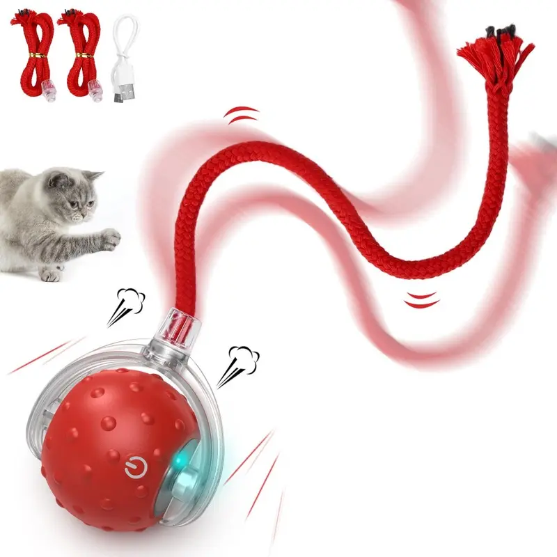 Red (Red) Rechargeable Long Tail Interactive Cat Toy Ball