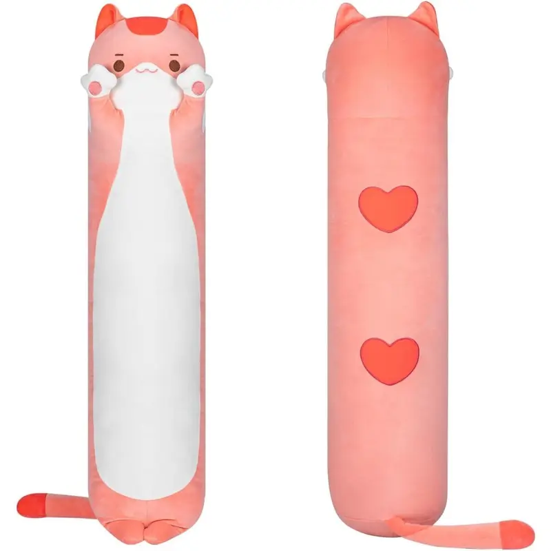 Pink (20In/50Cm, Lite Cat) Long Cat Plush Pillow Stuffed Animal Soft Pillow