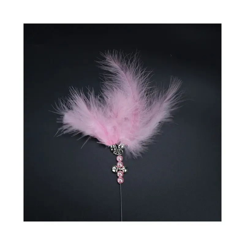 Pink (Pink) Highquality Cats Teaser Wand With Feather Fun Interactive Game Cat Toys