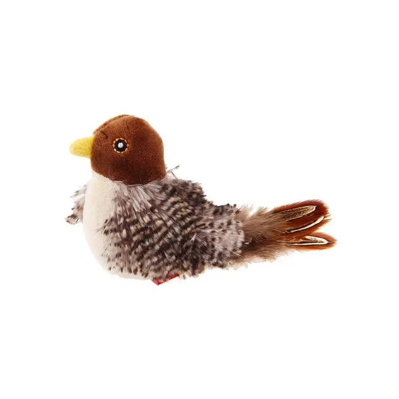 (Bird) Lifelike Chirping Bird Hedgehog Mouse Cat Interactive Pet Toy Sound Simulated