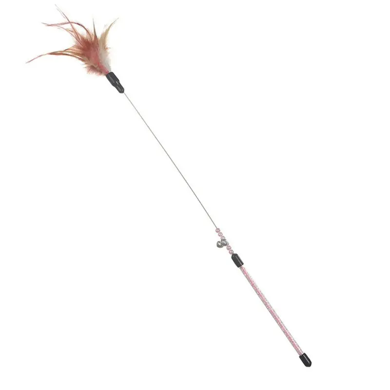 Pink 5Pcs Cat Toy Cat Play Bar Gradient Color Feather Wire Cat Play Size 5