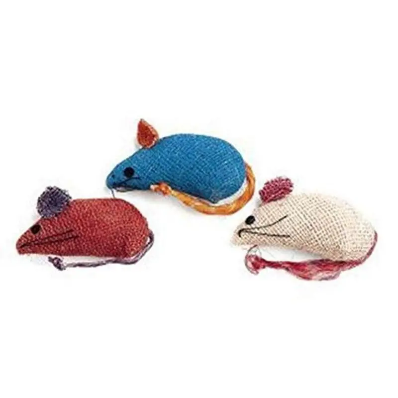 Spot Ethical 3-Inch Burlap Mice Cat Toys In Assorted Colors 3-Pack Size 3