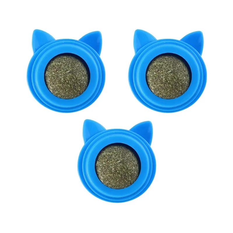 Zeuxo Blue 3Pcs Catnip Ball Organic Cat Ball Catnip Toy Interactive Cat Toy Size 3