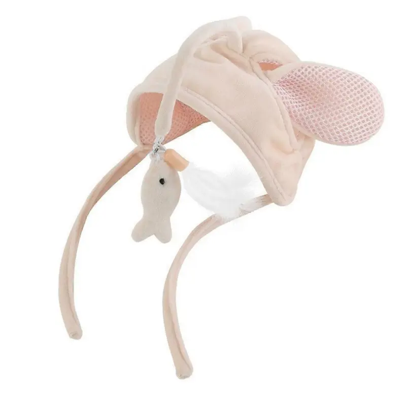 Pink ( Bunny) Cat Hat Wearable Cat Tree, Head Mounted Cat Headgear Interactive