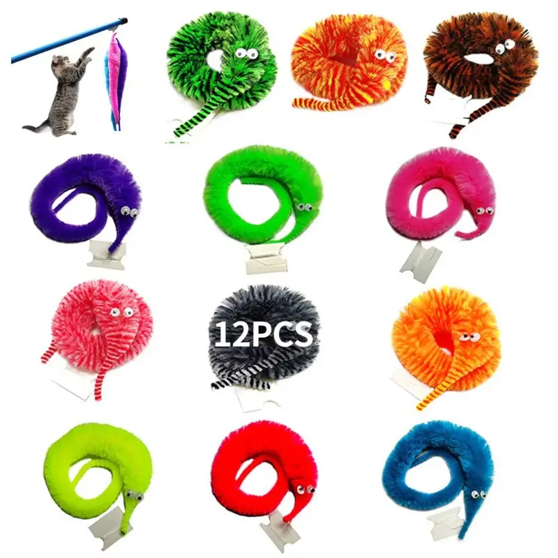 Sjengsen Shengsen Pieces Fuzzy Worm Toys String Pets Fuzzy Worms On String B Size 12