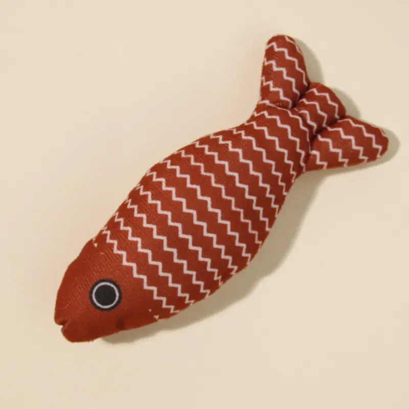 Red ( Striped Fish, 10Cm-20Cm) Cat Toy Squeaky Mouse - Realistic Fur & Motion 5G