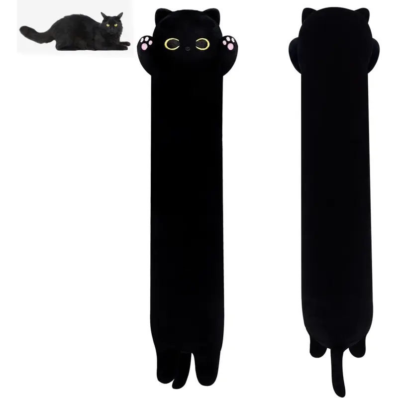 Black (50Cm, ) Long Cat Plush Body Toy, 50 Cm Cute Long Cat Plush Toy 50Cm