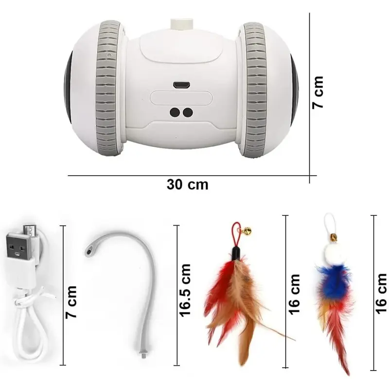 Etruston Light Robotic Interactive Cat Toy Feathers, Led 360 Degree Rotation Size 1