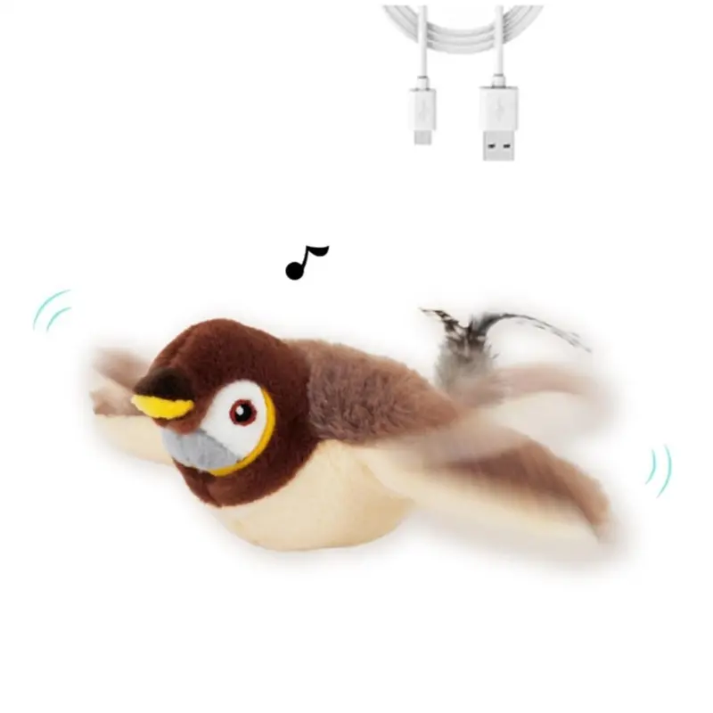 Melitt Interactive Chirping Bird Cat Toy Flapping Wings