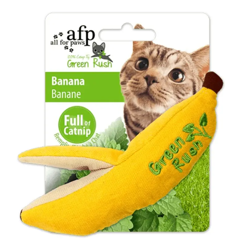 All For Paws Green Rush Banana Catnip Toy 12G