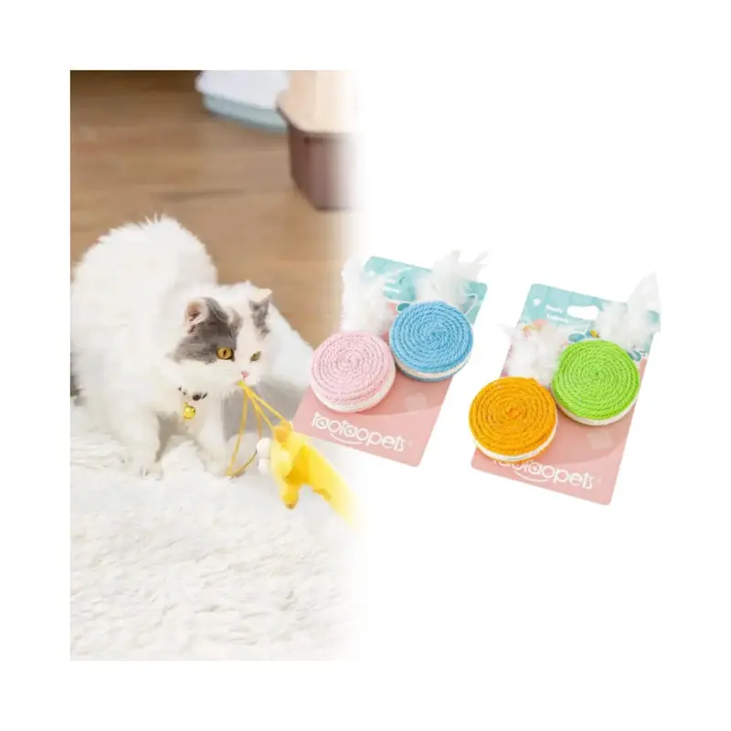 Style Macaron Feather Cotton Rope Cat Toy With Random Colors Exercise For Pet