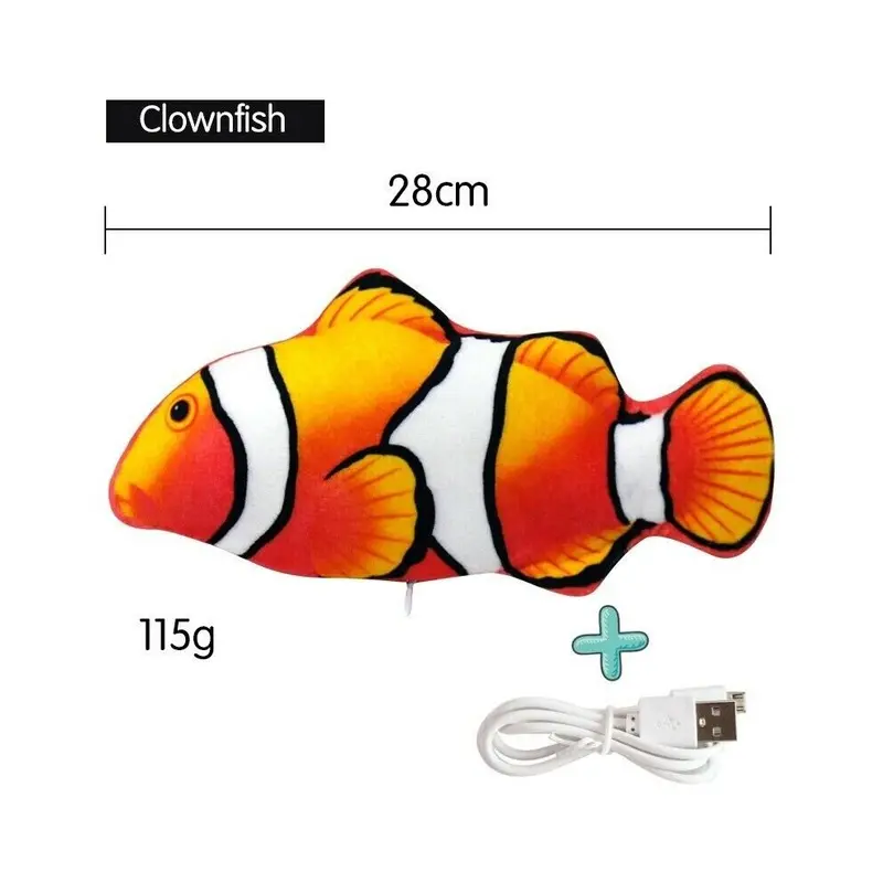 Zihanjiau (Clownfish) Electric Fish Wagging Moving Interactive Pet Toy Size 1