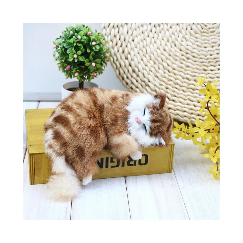 (A) Realistic Persian Cat Pet Plush Kids and Children Sleeping Cat Animal Toy Doll