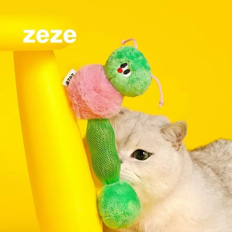 Zeze Green/Pink Funny Caterpillar Cat Toy