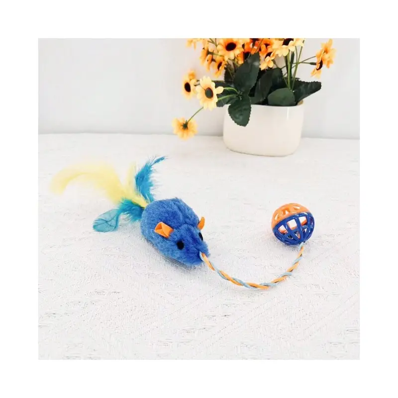 Blue/Orange () And Feather Mouse Bell Ball Toy For Cats Interactive Fun Plush And