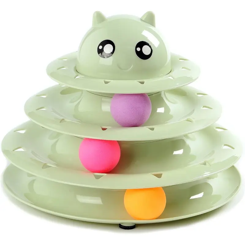 Vealind 3-Tier Cat Tower Toy Interactive Track With Colorful Balls Size 3