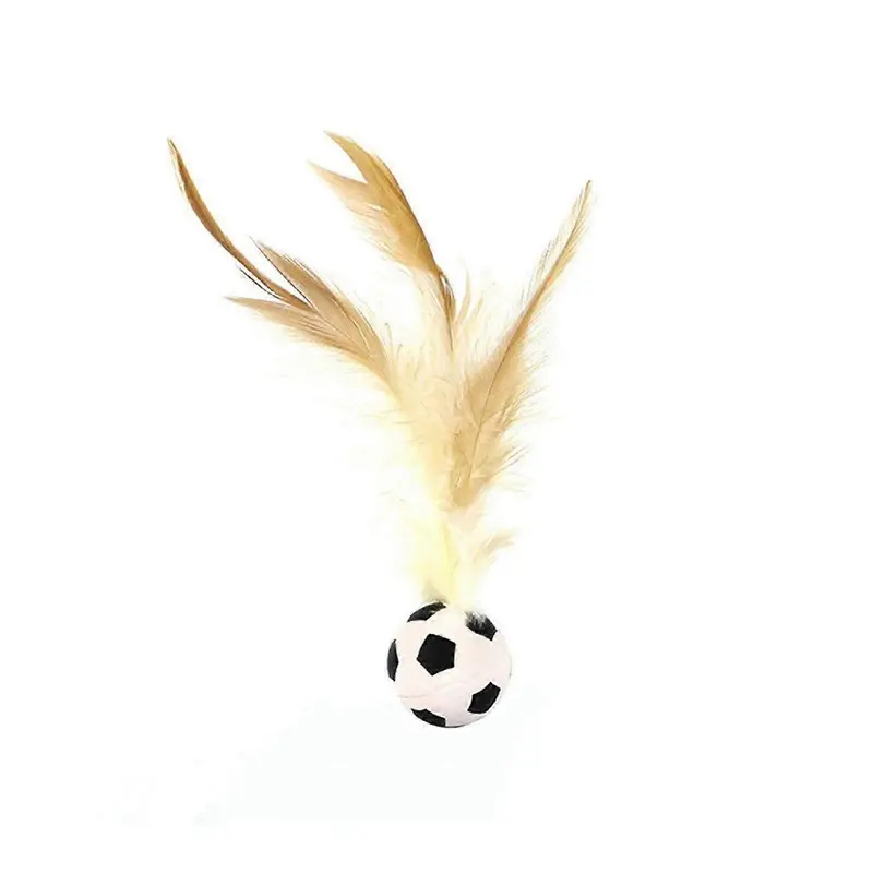 Kikidex (D, One ) Cat Toy Set Sport Patterns Bouncing Balls With Feathers Size 1