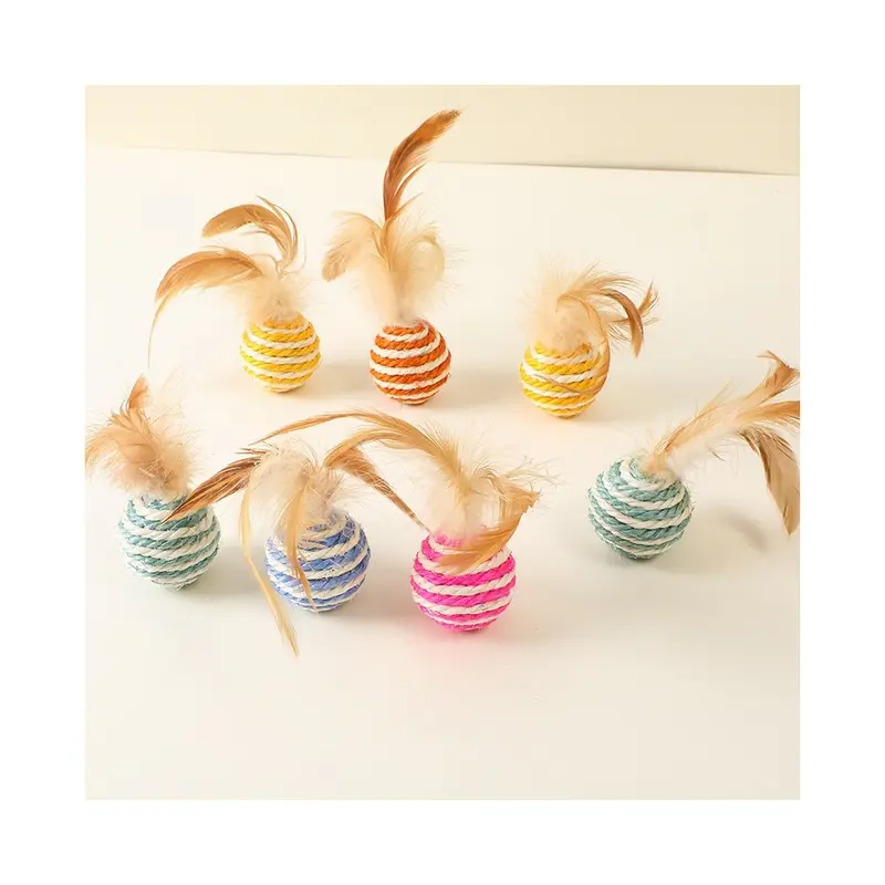 (StyleB) Interactive Cat Entertainment Premium Jute Ball Toy Playtime Engaging For