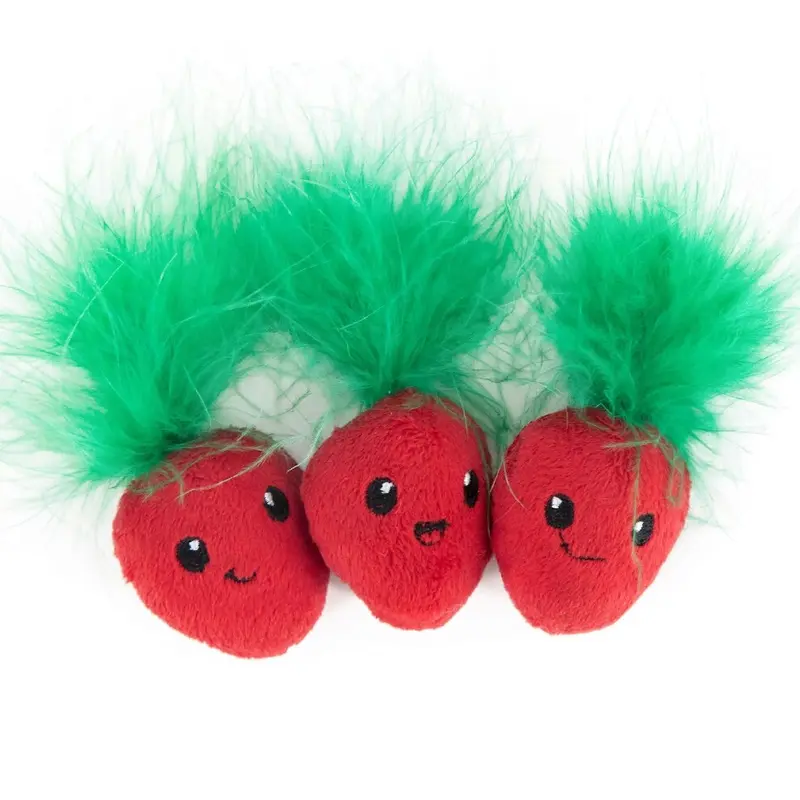 Pink Straw -Babies Cat Dental Catnip Knitting Toy, - Packages Size 3