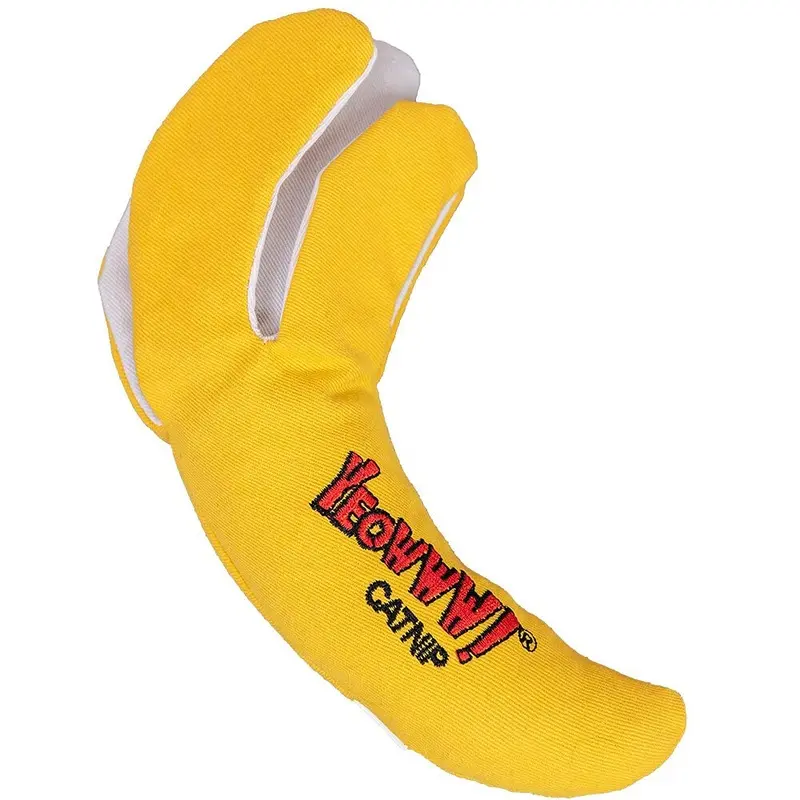 Yeowww! Peeled Banana Catnip Toy For Cats, Yellow, 6"