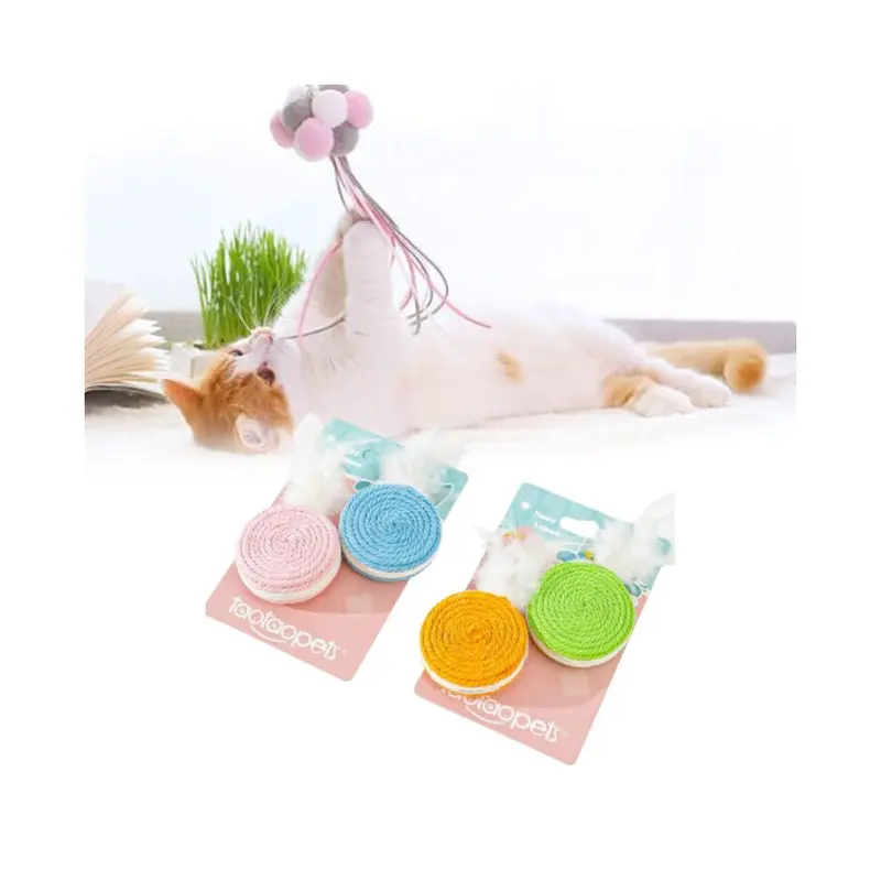 Style Feather Macaron Cotton Rope Cat Toy With Random Colors Pet For Exercise