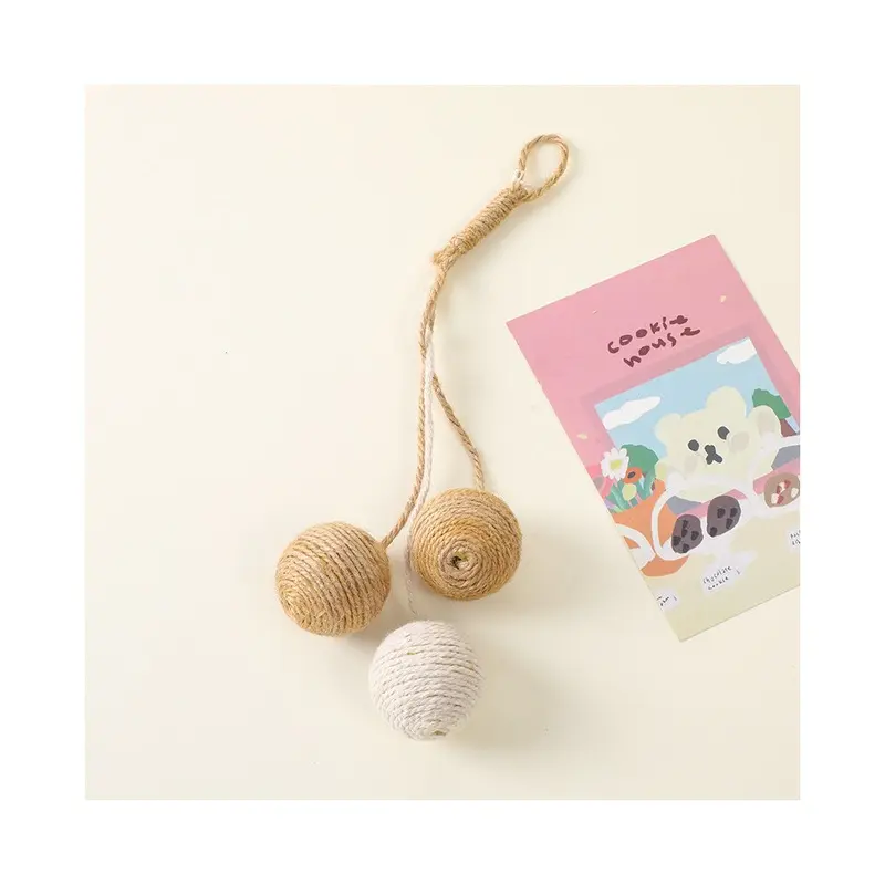 (StyleC) Entertainment Cat Interactive Premium Jute Ball Toy Engaging For Playtime