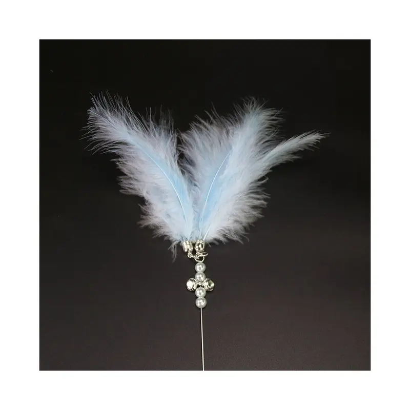 Blue (Blue) Highquality Cats Teaser Wand With Feather Fun Interactive Game Cat Toys