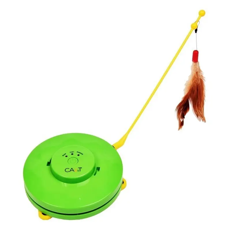 Ca&T Unisex Green Cat Flying Feather & Hiding Mouse Game Interactive Teaser Toy