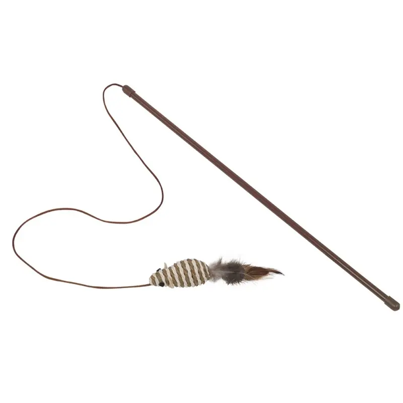 Nobby Pet Marron Cat Fishing Rod With Feather Ball Rattle 45Cm