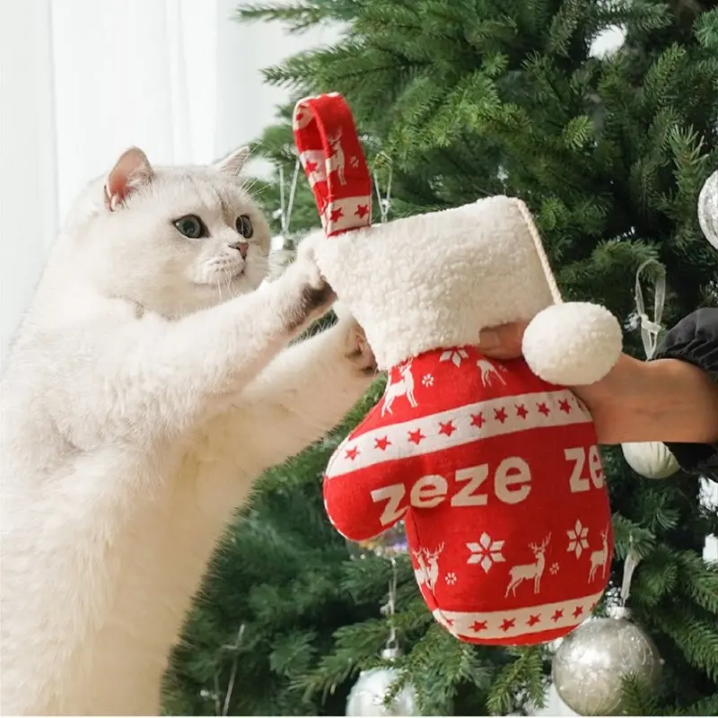 Zeze Christmas Sock Or Glove Catnip Filled Cat Toy | Shape: Glove Size 22