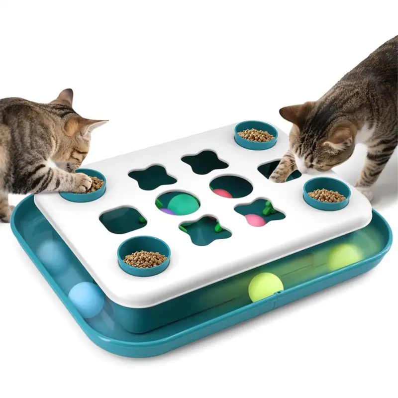 Cat Treat Puzzle Toy - 2 In 1 Interactive Track Ball Toy 2In