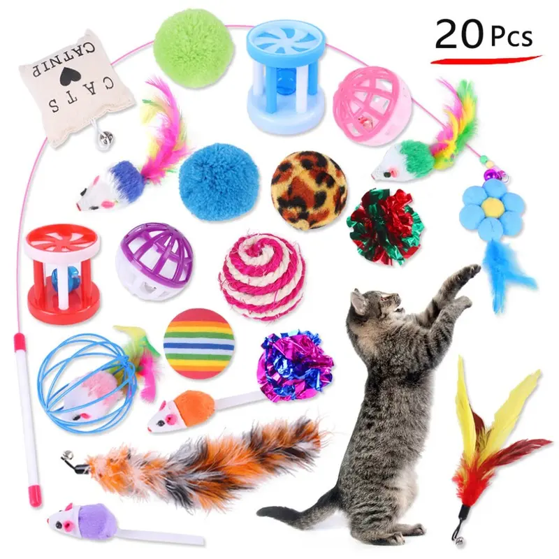 Flemye (20Pcs) Dualpet Kitten Toys Variety Cat Toy Combination Set Cat Toy