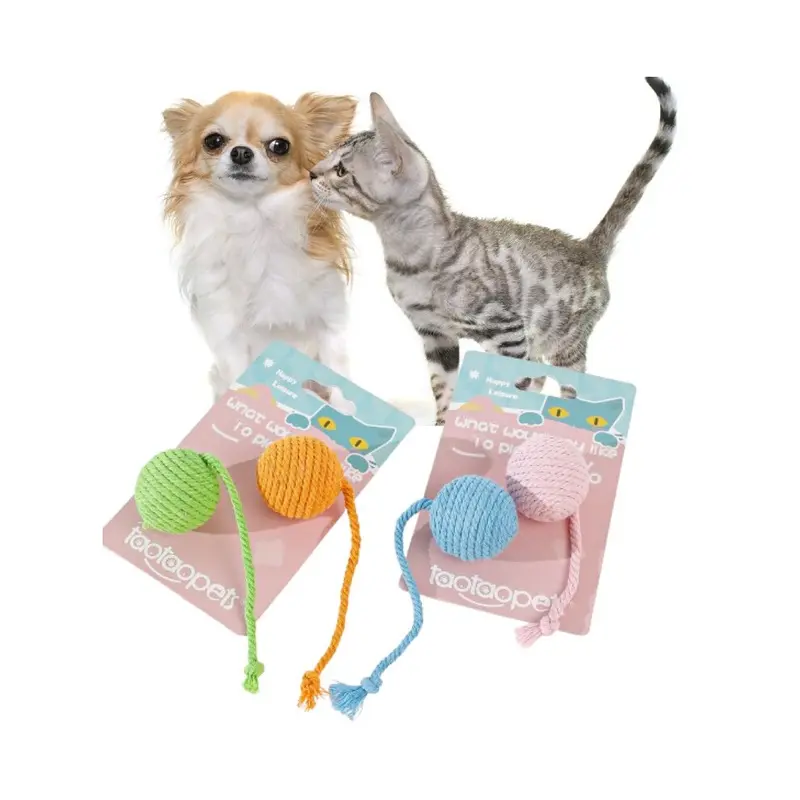 Rope Cotton Pet Toys Tail Balls Macaron Colour Cat Toy Props Grinding Teeth