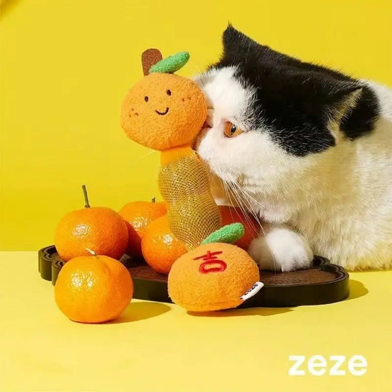 Zeze Orange Lucky Cat Catnip Toy