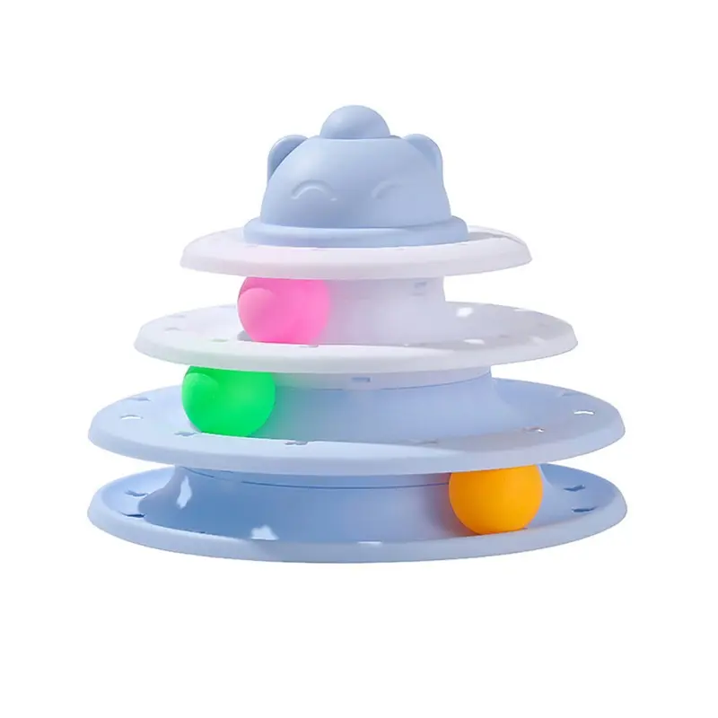 Blue/White (, White) Three Levels Of Self-Help Track Play Tray Cat Toys