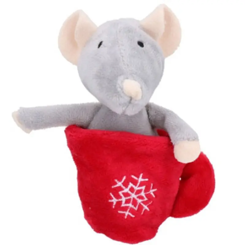 Ab Tools Cat Gift Christmas Festive Crinkly Plush Mouse In A Teacup Play Toy Small
