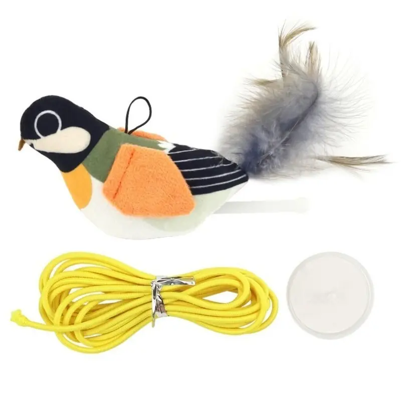(D) Usb Flapping Bird Sparrow Cat Toy Hangable Pet Simulation Sparrow Toy Size 3