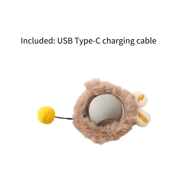 Gray/Light () Type Usb C Rechargeable Cat Toy Plush Ball Intelligent Toys Pet Rolling