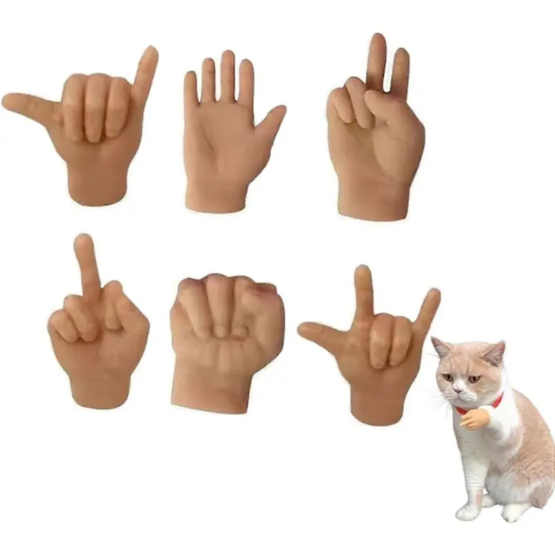 6pcs Mini Hands for Cats, Tiny Hands for Cats Crossed