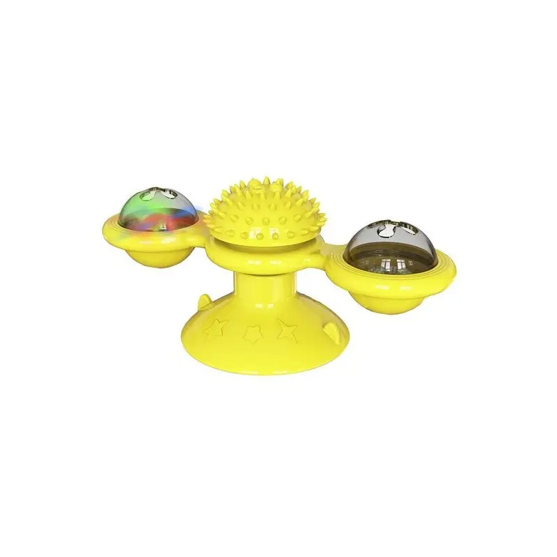 Petpurifiers Yellow Windmill Rotating Suction Cup Spinning Cat Toy, - One Size