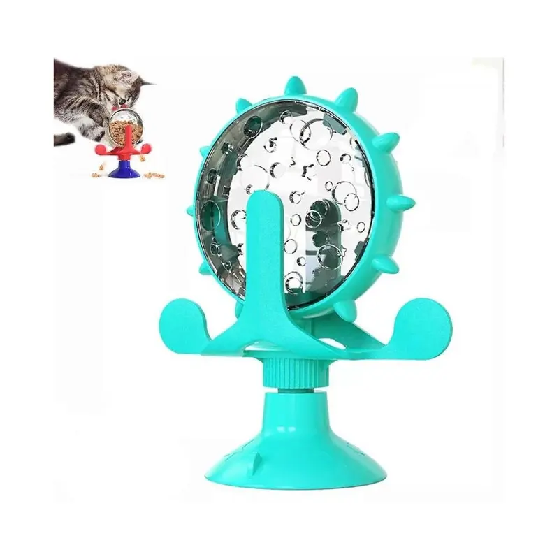 (Bule) Lallypet,Lallypet Food Spinning Windmill,360 Rotating Windmill Suction Cup Toys