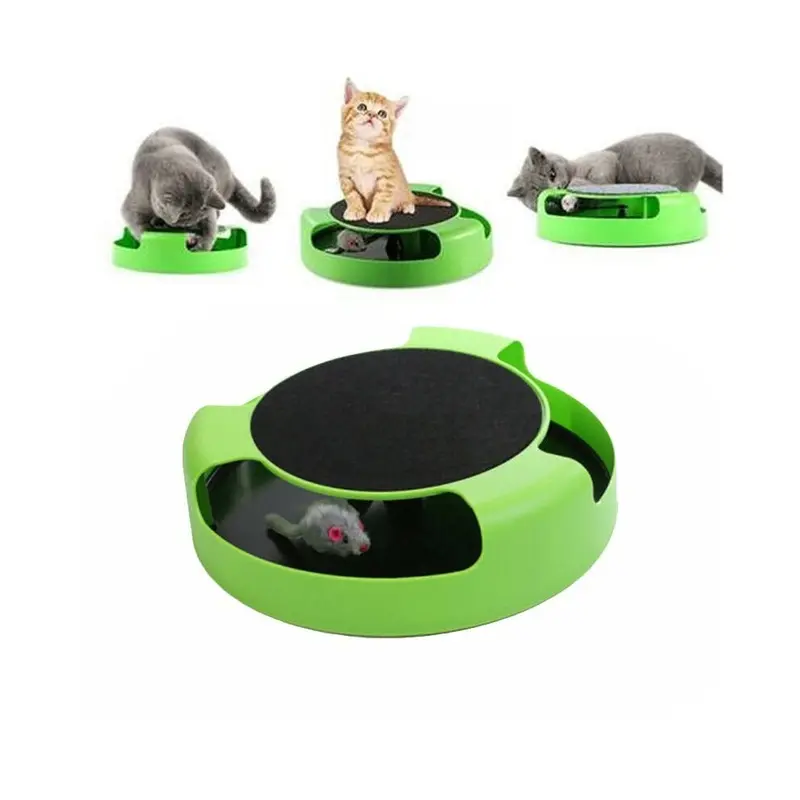 Cat Toys Interactive With Running Mice And Scratching Pad Durable Safe Kitten