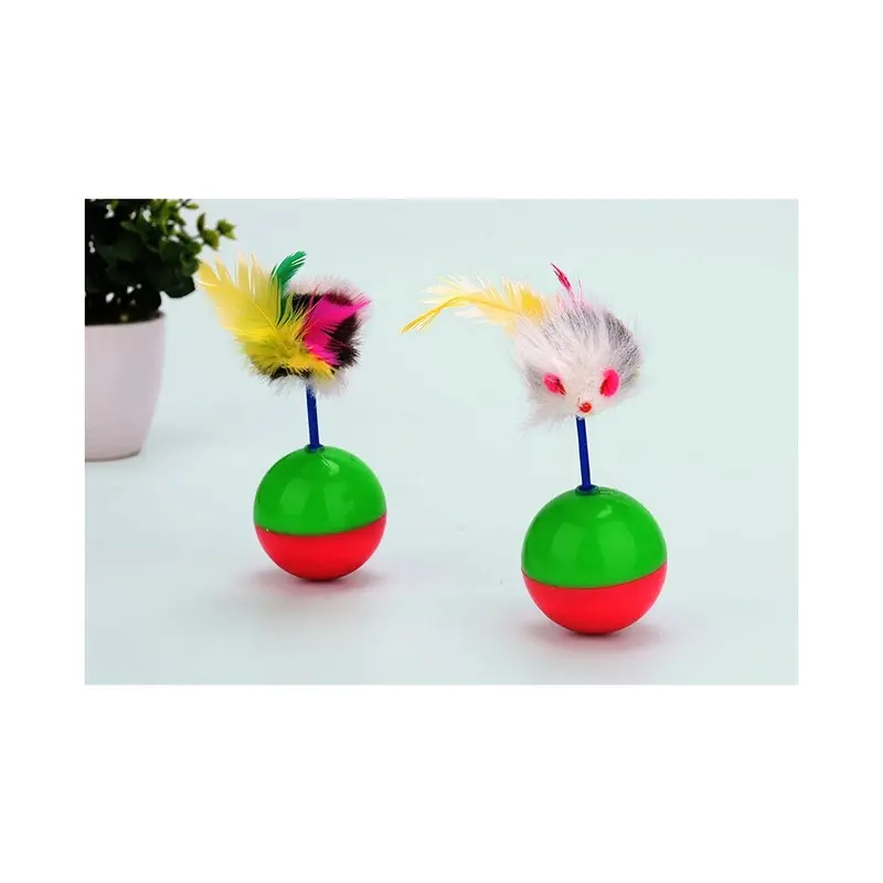 Cats Toys Exciting Balls Colorful Feather Mouse Material Plush Design