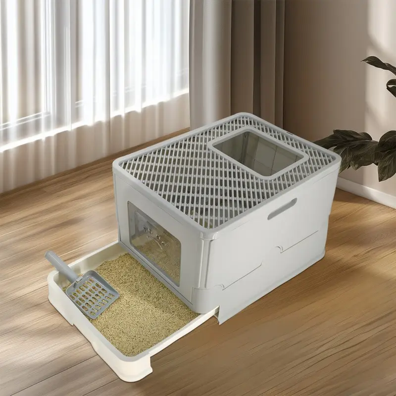 Bingopaw Cat Litter Box Front Entry Top Exit Toilet Boxes Tray With Scoop Small