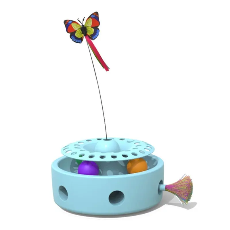 Senza Marchio Blue 3-In-1 Cat Turntable Cat Butterfly Flying Hole Puncher