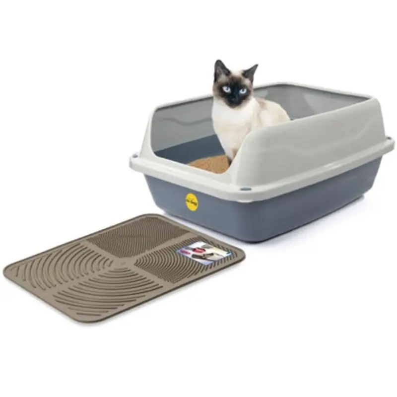 Cat Centre.direct Grey Cat Centre Sonic Open Litter Tray With Tray Mat Size 39