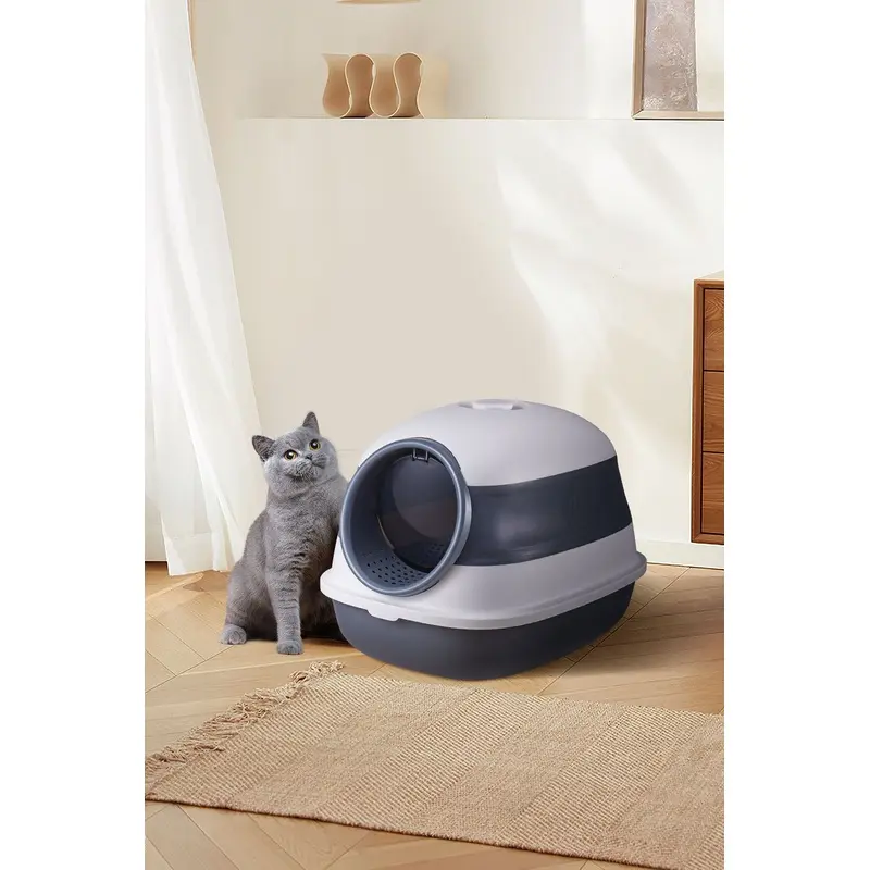 Living And Home Unisex Blue Cat Toilet Litter Box With Uv Sterilization